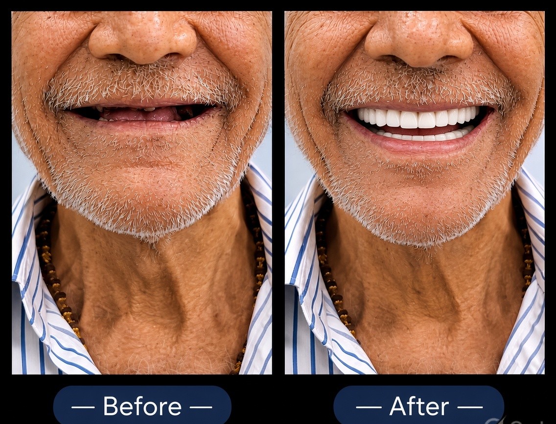 Before and after full mouth rehabilitation